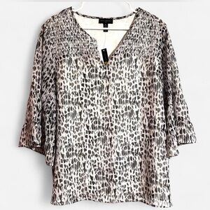 NWT Investments Monochrome Patterned Blouse Size 1X